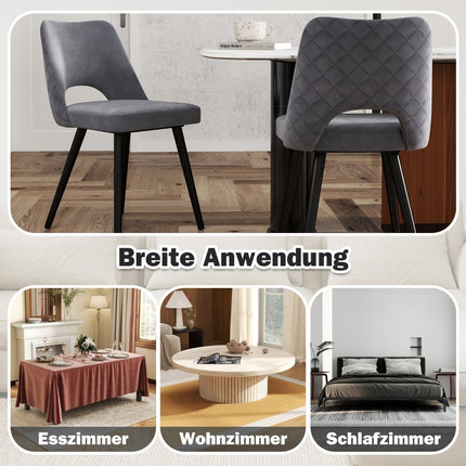 Set of 2 Gray Dining Chairs, Padded, 150kg Capacity