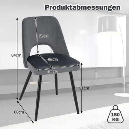 Set of 2 Gray Dining Chairs, Padded, 150kg Capacity