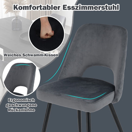 Set of 2 Gray Dining Chairs, Padded, 150kg Capacity