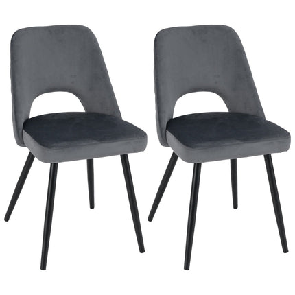 Set of 2 Gray Dining Chairs, Padded, 150kg Capacity