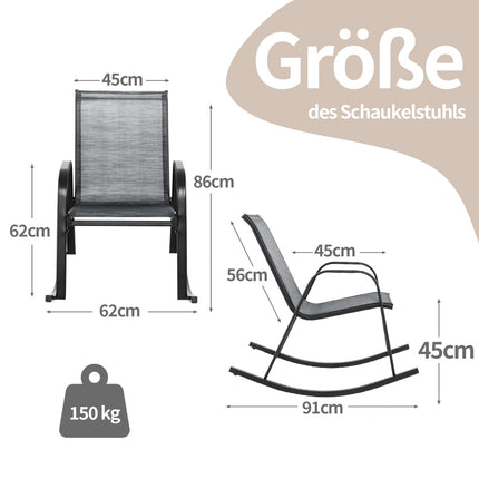 Set of 2 Gray Rocking Chairs with Breathable Fabric Seat