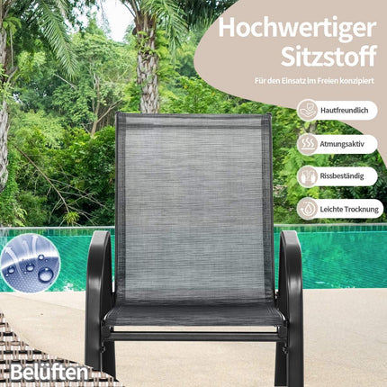 Set of 2 Gray Rocking Chairs with Breathable Fabric Seat