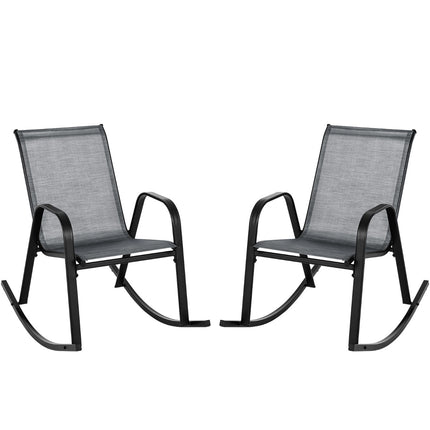 Set of 2 Gray Rocking Chairs with Breathable Fabric Seat