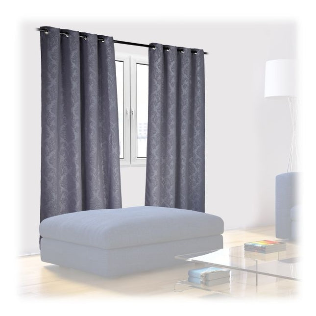 Set of 2 Grey Curtains with Pattern