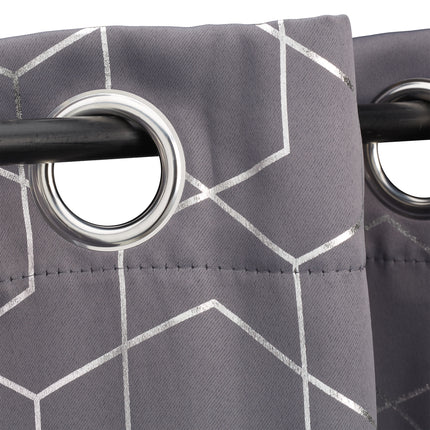 Set of 2 Grey Curtains with Pattern