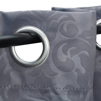 Set of 2 Grey Curtains with Pattern