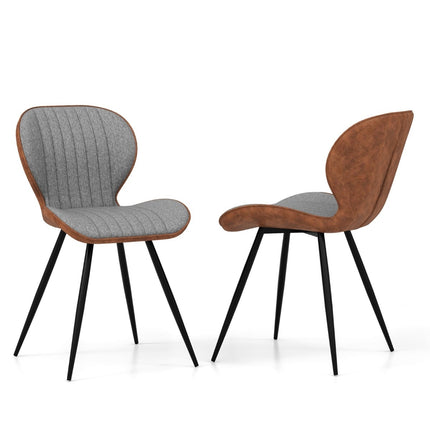 Set of 2 Grey Dining Chairs, Padded, Curved Back, 150kg Capacity