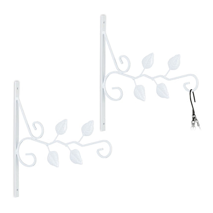 Set of 2 Hanging Basket Brackets Leaves