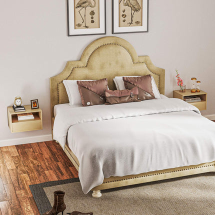 Set van 2 hangende nachtkastjes, zwevend nachtkastje met lade, open plank, wandkast voor slaapkamer, woonkamer, 45 x 35 x 27,5 cm, natuurlijk hout