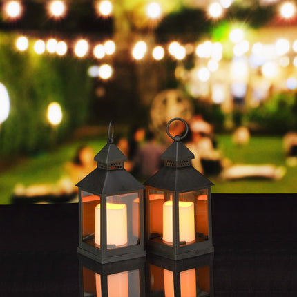 Set of 2 LED Lanterns – Plastic and Glass
