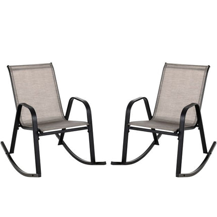 Set of 2 Metal Patio Rocking Chairs, Breathable Fabric Seat