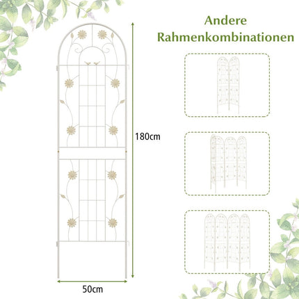 Set of 2 Metal Trellis Decorative Garden Fence Freestanding Trellis 180 cm x 50 cm White