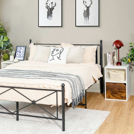 Set of 2 Nightstands with Door and Open Shelf, 40cm