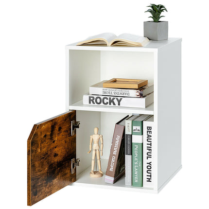 Set of 2 Nightstands with Door and Open Shelf, 40cm
