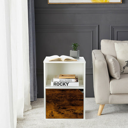 Set of 2 Nightstands with Door and Open Shelf, 40cm
