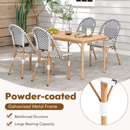 Set of 2 Outdoor Armless Rattan Dining Chairs, White