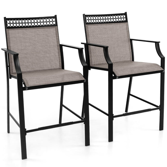 Set of 2 Outdoor Bar Stools, Quick-Dry Fabric, 63cm
