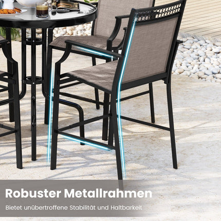 Set of 2 Outdoor Bar Stools, Quick-Dry Fabric, 63cm