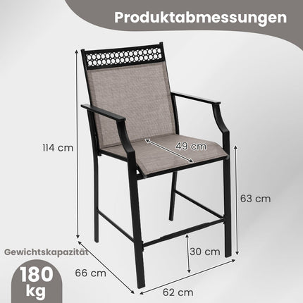 Set of 2 Outdoor Bar Stools, Quick-Dry Fabric, 63cm