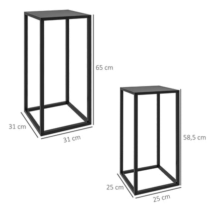 Black Steel Plant Stools, set of 2 - indoor/outdoor use