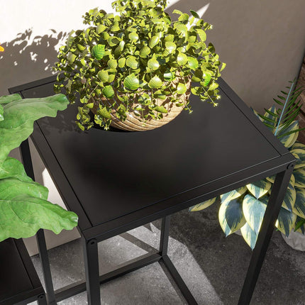Black Steel Plant Stools, set of 2 - indoor/outdoor use