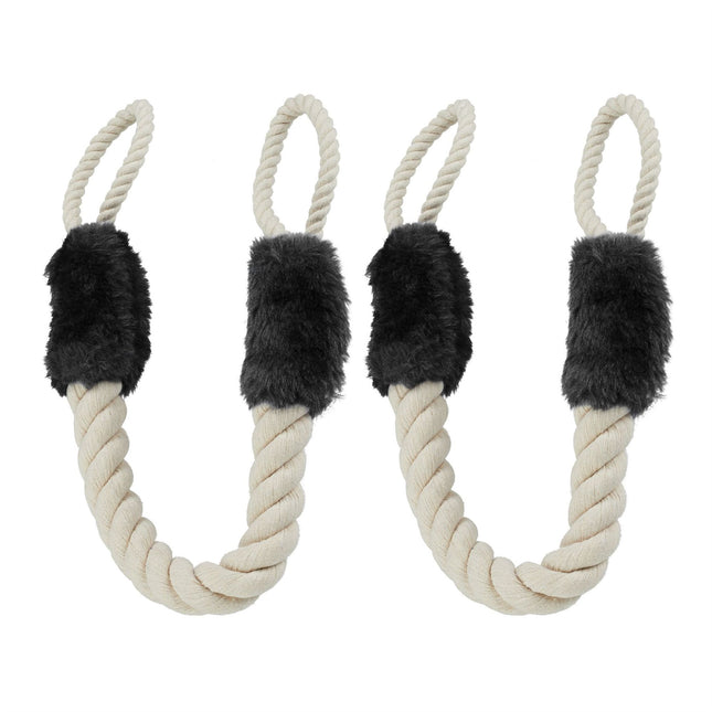 Set of 2 Rope Door Stoppers in Black