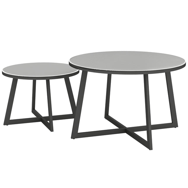 Outdoor Stackable Glass Side Tables - Round, Weather Resistant