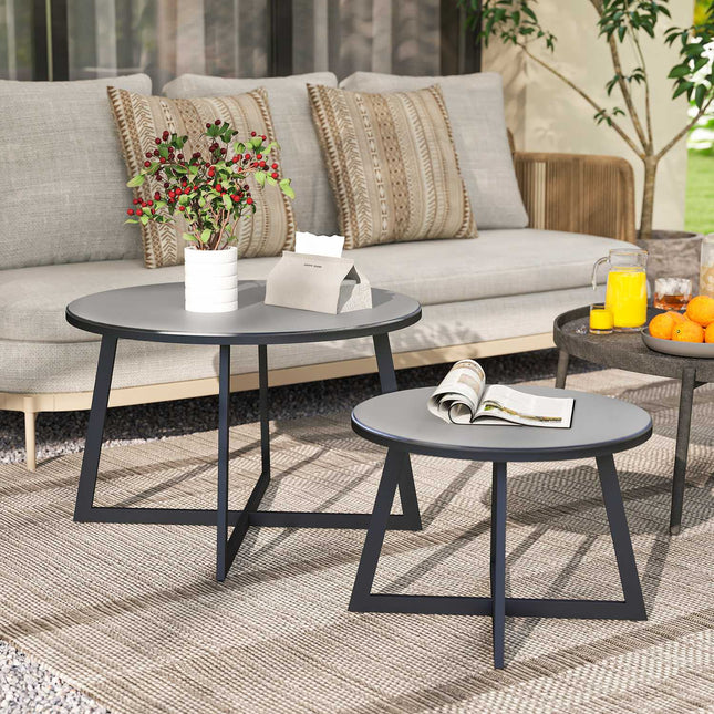 Outdoor Stackable Glass Side Tables - Round, Weather Resistant