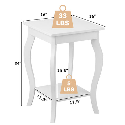 Set of 2 White Accent Side Tables With Storage Shelf