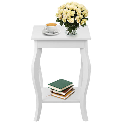 Set of 2 White Accent Side Tables With Storage Shelf
