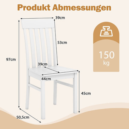 Set of 2 White Armless Dining Chairs, Ergonomic Design