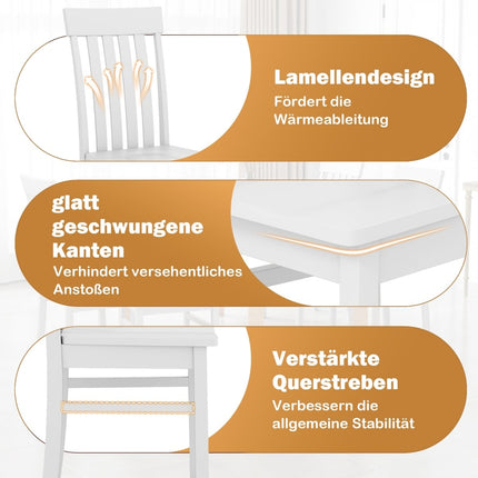 Set of 2 White Armless Dining Chairs, Ergonomic Design