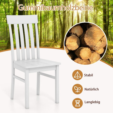 Set of 2 White Armless Dining Chairs, Ergonomic Design