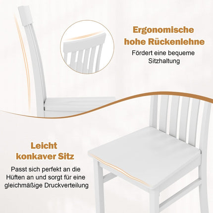 Set of 2 White Armless Dining Chairs, Ergonomic Design