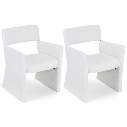 Set of 2 White Bouclé Recliners with Foam Padding