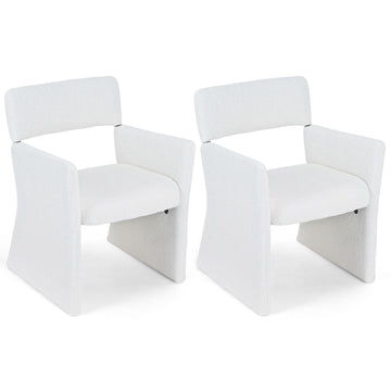Set of 2 White Bouclé Recliners with Foam Padding