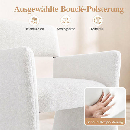 Set of 2 White Bouclé Recliners with Foam Padding