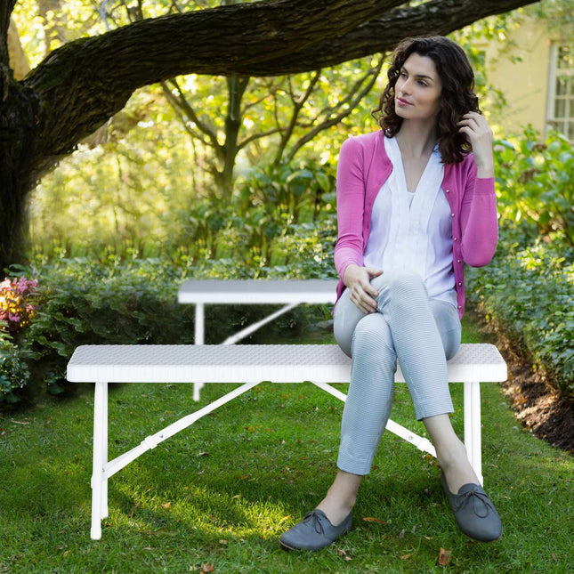 Set van 2 witte picknickbanken
