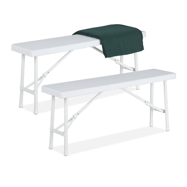 Set van 2 witte picknickbanken