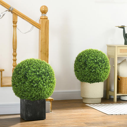 Set van 2 kunstplanten buxusballen 40 cm kunstplanten, kunststof kunstplanten buxusballen, nepplant voor woonkamer, slaapkamer, kantoor, tuin, moderne decoratie cadeau