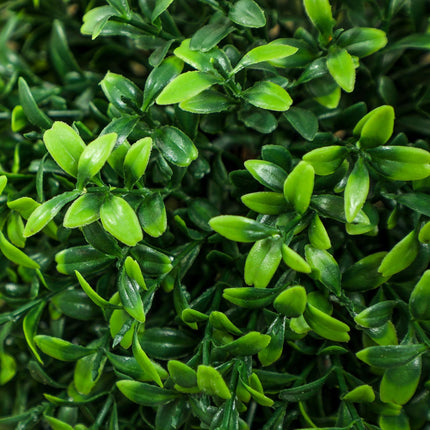 Set of 2 artificial plants, artificial boxwood plants, UV-protected, with pot, green