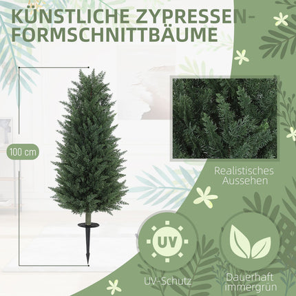 Artificial Cypress Trees Set, 831 UV-Resistant Leaves Each