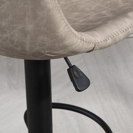 Height-adjustable beige swivel barstools in artificial leather, set of 2
