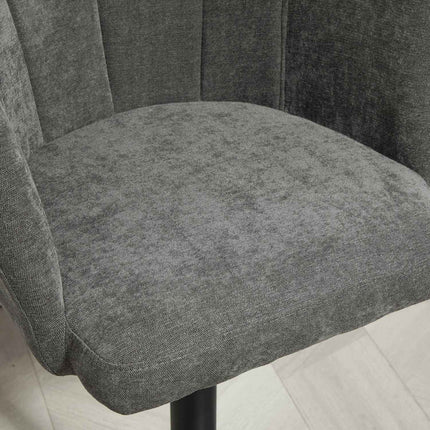 Height adjustable swivel bar stools, set of 2, dark gray linen