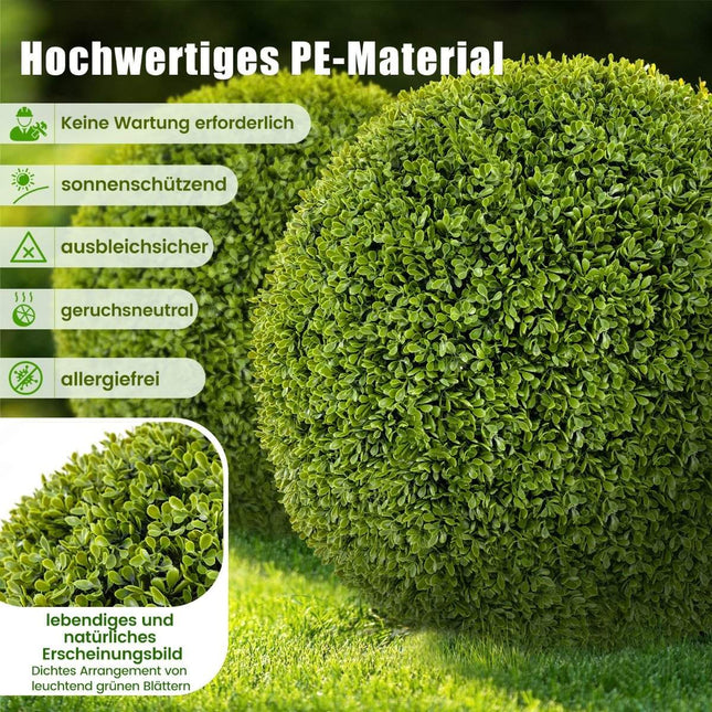 Set of 2 boxwood balls, 39 cm boxwood balls, UV-resistant, decorative ball plants for the home
