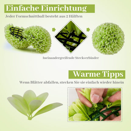 Set of 2 boxwood balls, UV-resistant decorative balls, topiary artificial plant, decorative plant, diameter 28 cm, green