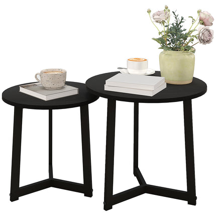 Round coffee table with steel frame - modern black design