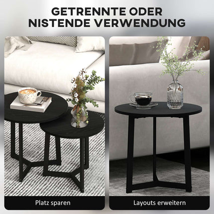 Round coffee table with steel frame - modern black design