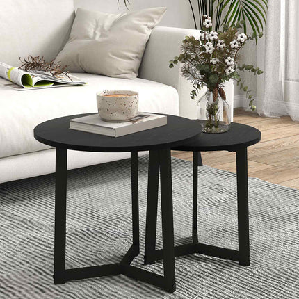 Round coffee table with steel frame - modern black design