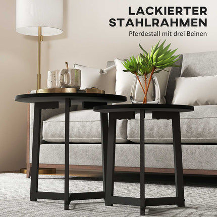 Round coffee table with steel frame - modern black design